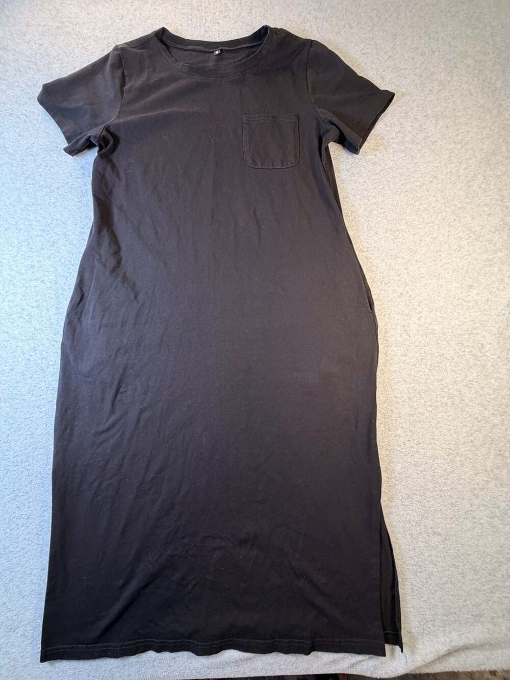 Just Love T-Shirt Dress Size M Black Pocket Midi Casual